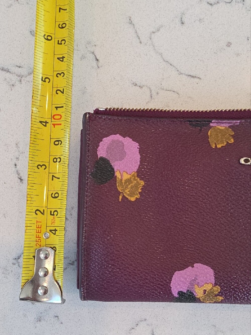 Coach Plum Floral Zip Wristlet with Gold Accents - Picture 7 of 7